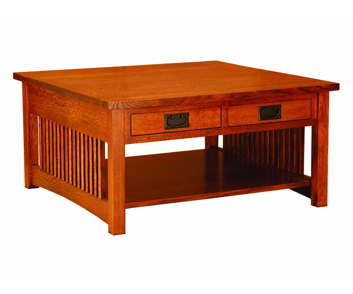 Amish Solid Wood Spanish Mission Square Coffee Table - snyders.furniture