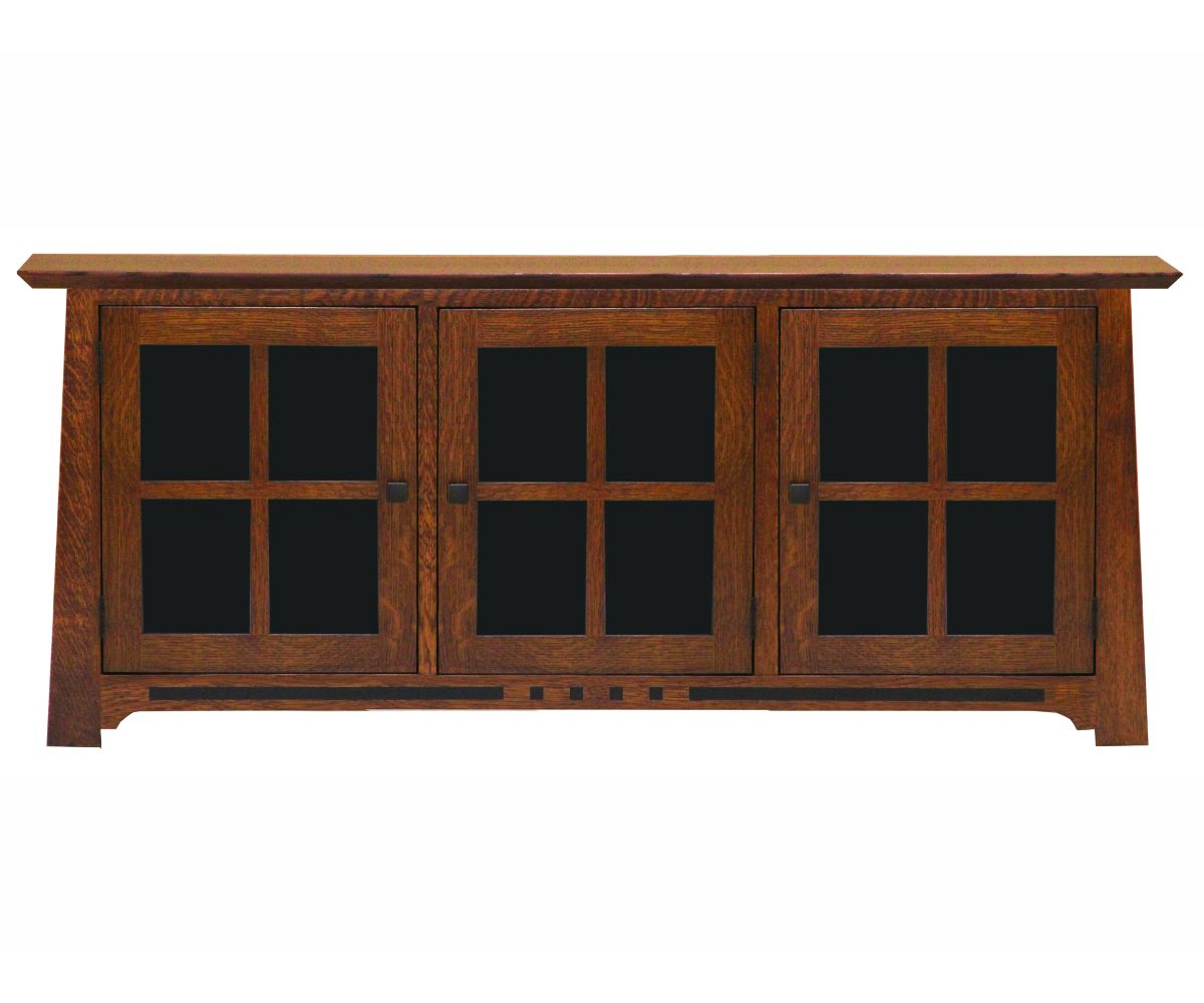 Amish Solid Wood Van Nuys 3-Door TV Console - snyders.furniture