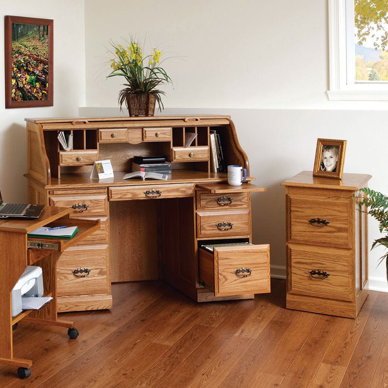 Amish VALP 55" Roll Top Writing Desk - snyders.furniture