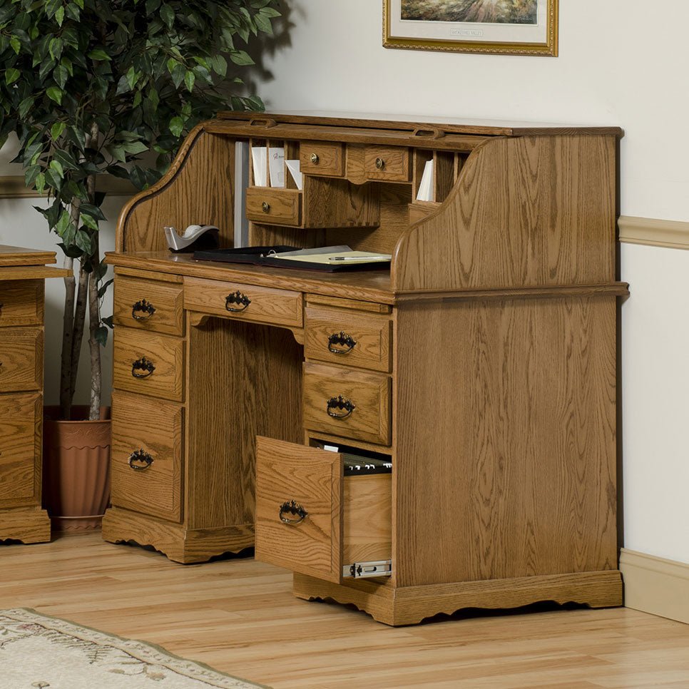 Amish VALP 60" Roll Top Writing Desk - snyders.furniture