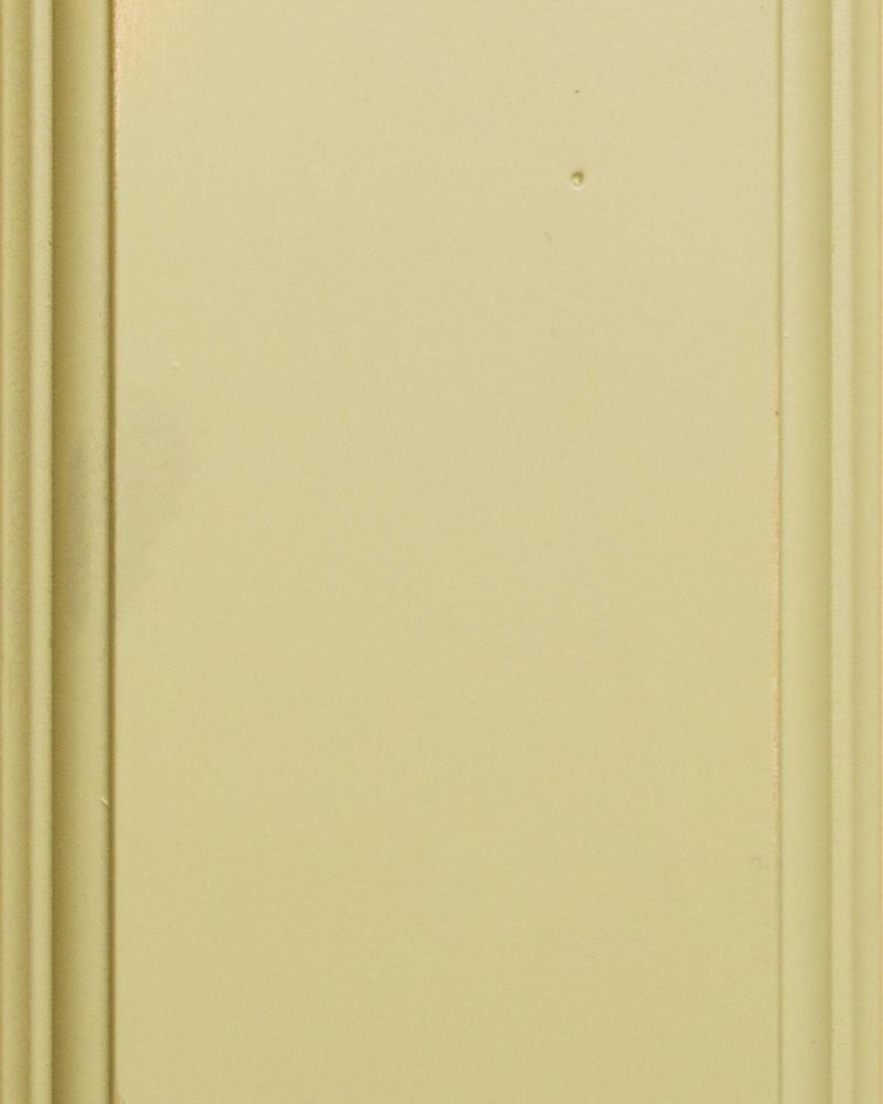 Willow Heritage paint sample in a soft pale green with gently worn edges along the beaded frame