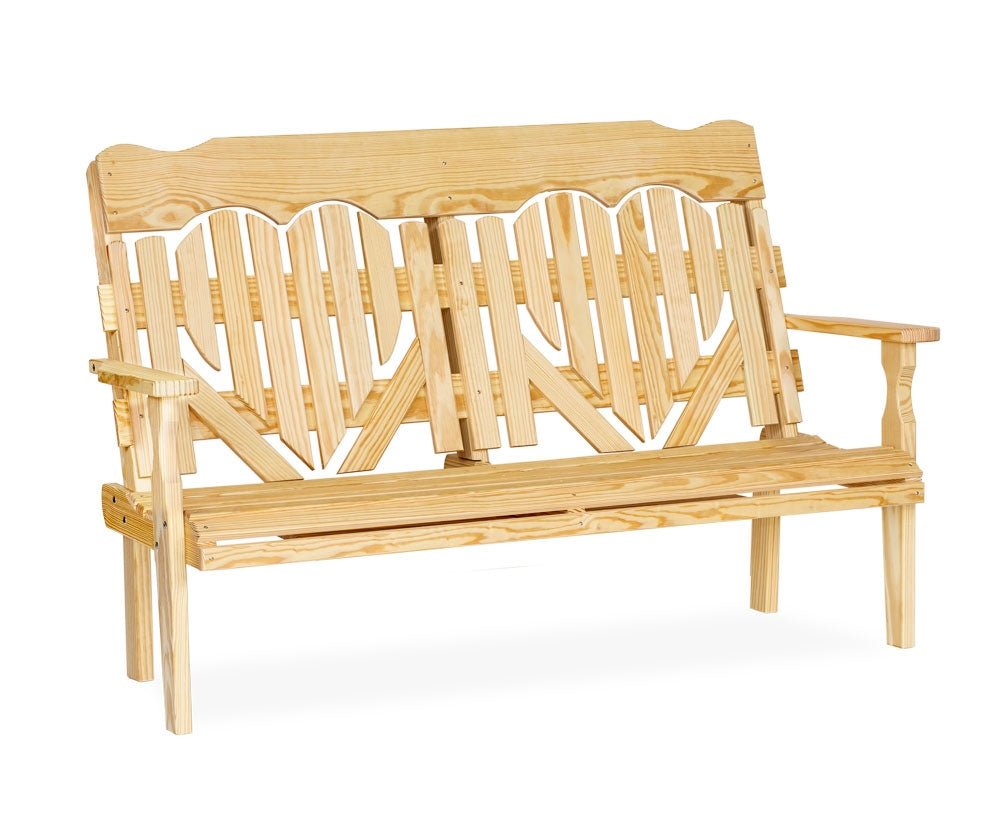 Amish Wood High Back Heart 5&#39; Bench Leisure Lawns