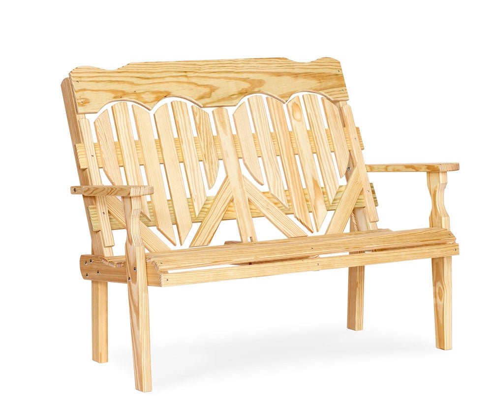Amish Wood High Back Heart Bench Leisure Lawns