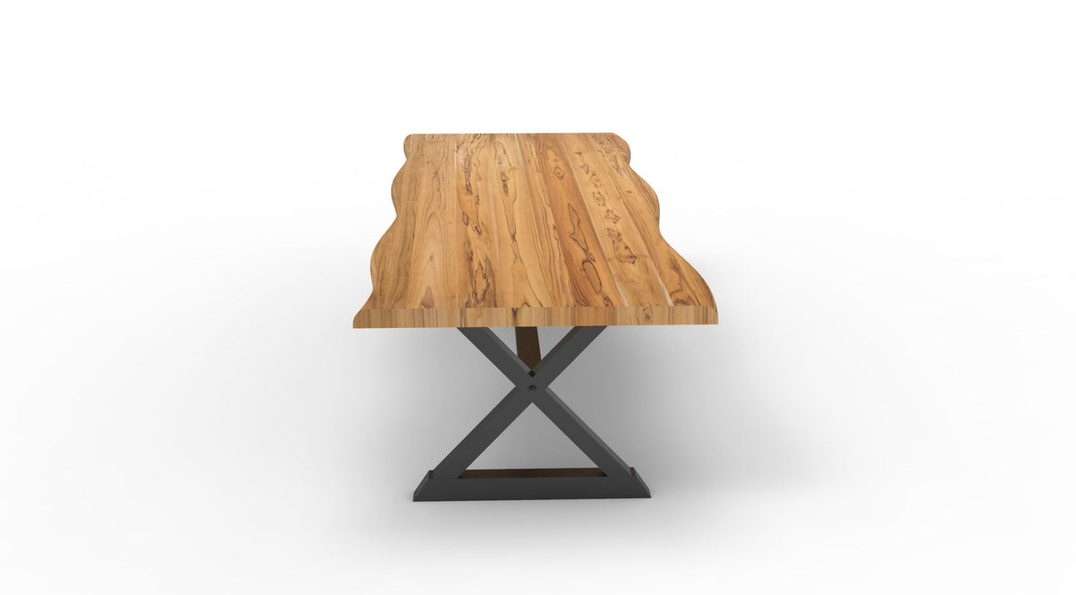 Bartholomew 108" Teak Live Edge Dining Table - Natural - snyders.furniture