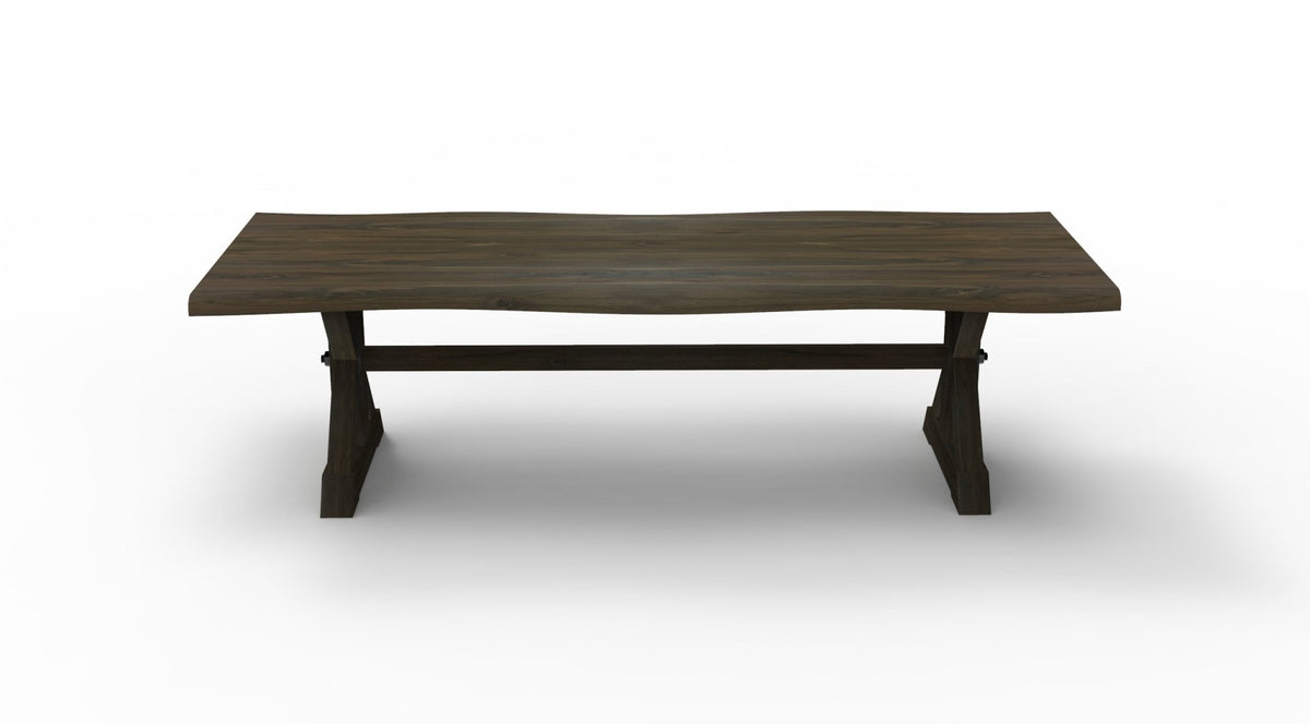 Bartholomew 108" Teak Live Edge Dining Table - Natural + Black - snyders.furniture