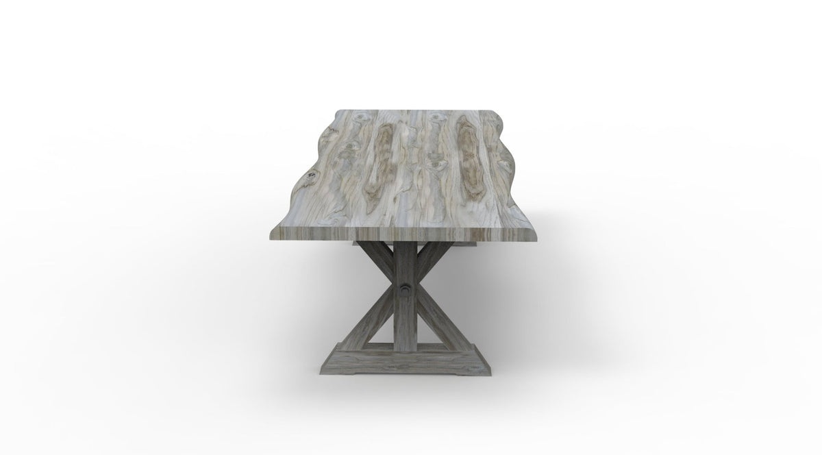 Bartholomew 108" Teak Live Edge Dining Table - Natural + Gray - snyders.furniture