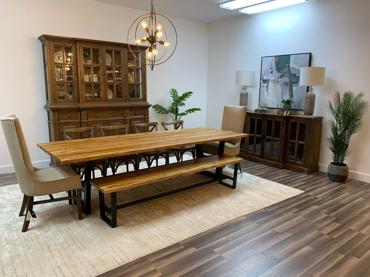 Bartholomew 108" Teak Live Edge Dining Table - Natural Teak - snyders.furniture