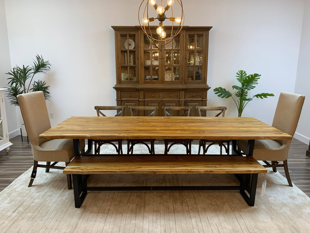 Bartholomew 108" Teak Live Edge Dining Table - Natural Teak - snyders.furniture
