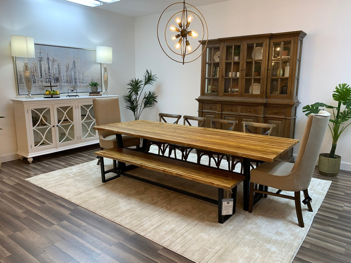 Bartholomew 108" Teak Live Edge Dining Table - Natural Teak - snyders.furniture