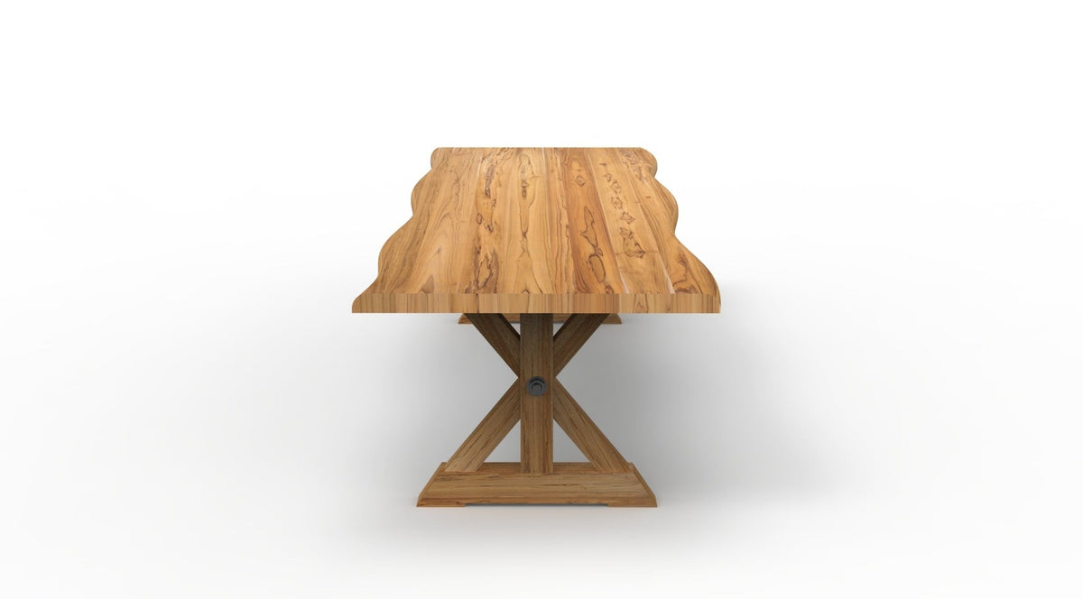 Bartholomew 120" Teak Live Edge Dining Table - Natural - snyders.furniture