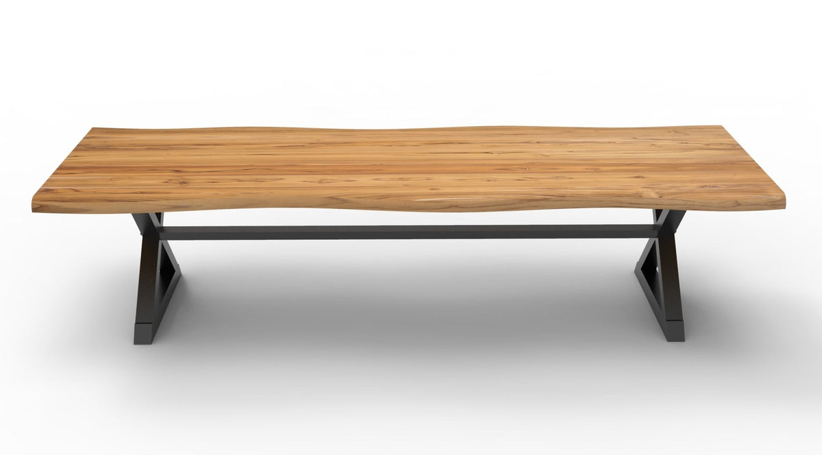 Bartholomew 120" Teak Live Edge Dining Table - Natural - snyders.furniture