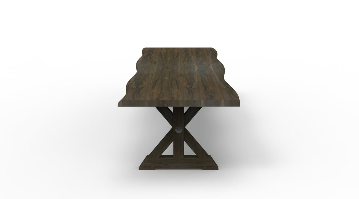 Bartholomew 120" Teak Live Edge Dining Table - Natural + Black - snyders.furniture