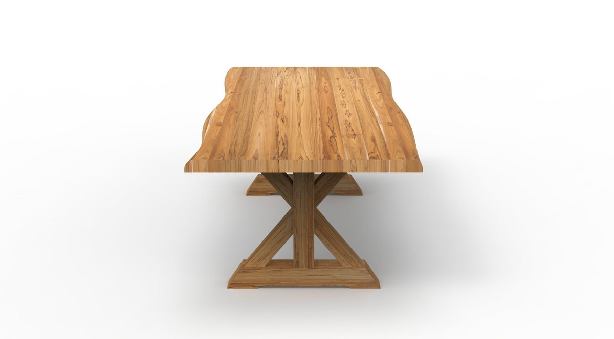 Bartholomew 84" Teak Live Edge Dining Table - Natural - snyders.furniture