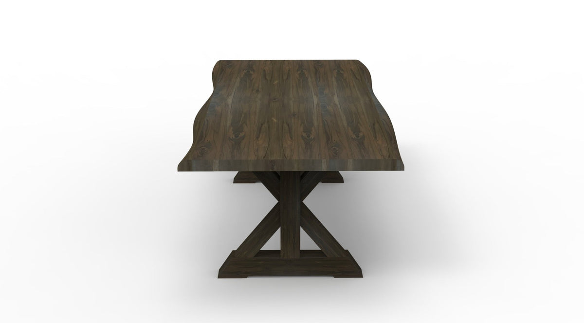 Bartholomew 84" Teak Live Edge Dining Table - Natural + Black - snyders.furniture