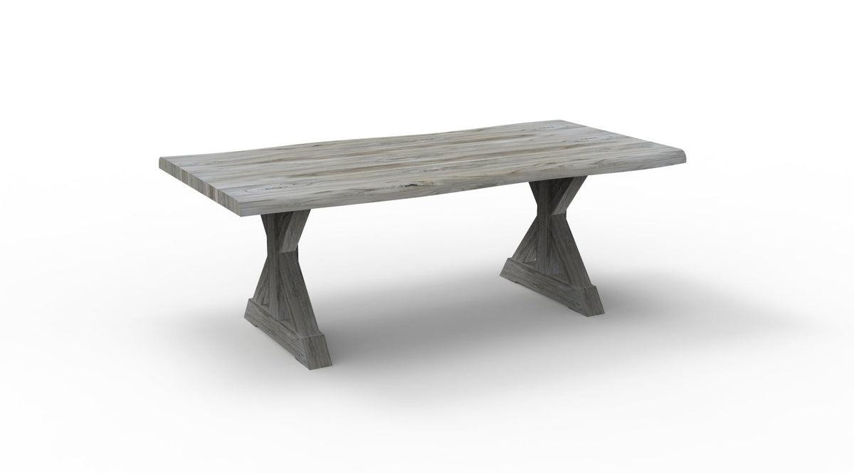 Bartholomew 84" Teak Live Edge Dining Table - Natural + Gray - snyders.furniture