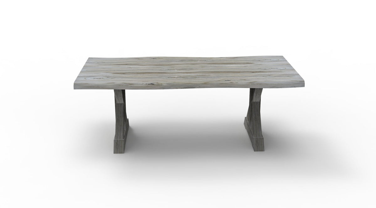 Bartholomew 84" Teak Live Edge Dining Table - Natural + Gray - snyders.furniture
