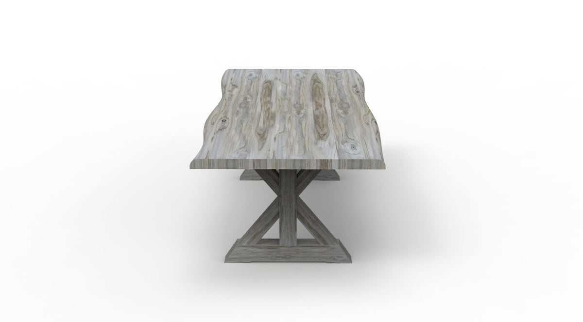 Bartholomew 84" Teak Live Edge Dining Table - Natural + Gray - snyders.furniture