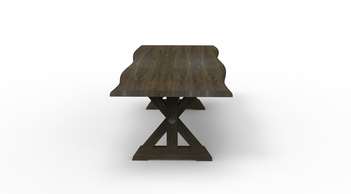 Bartholomew 96" Teak Live Edge Dining Table - Natural + Black - snyders.furniture
