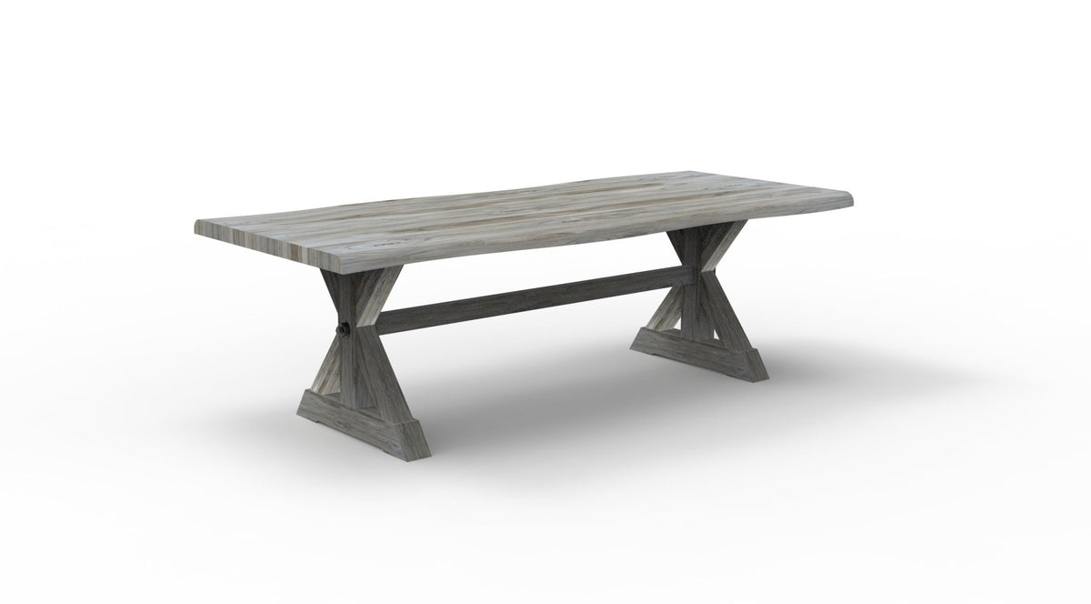 Bartholomew 96" Teak Live Edge Dining Table - Natural + Gray - snyders.furniture