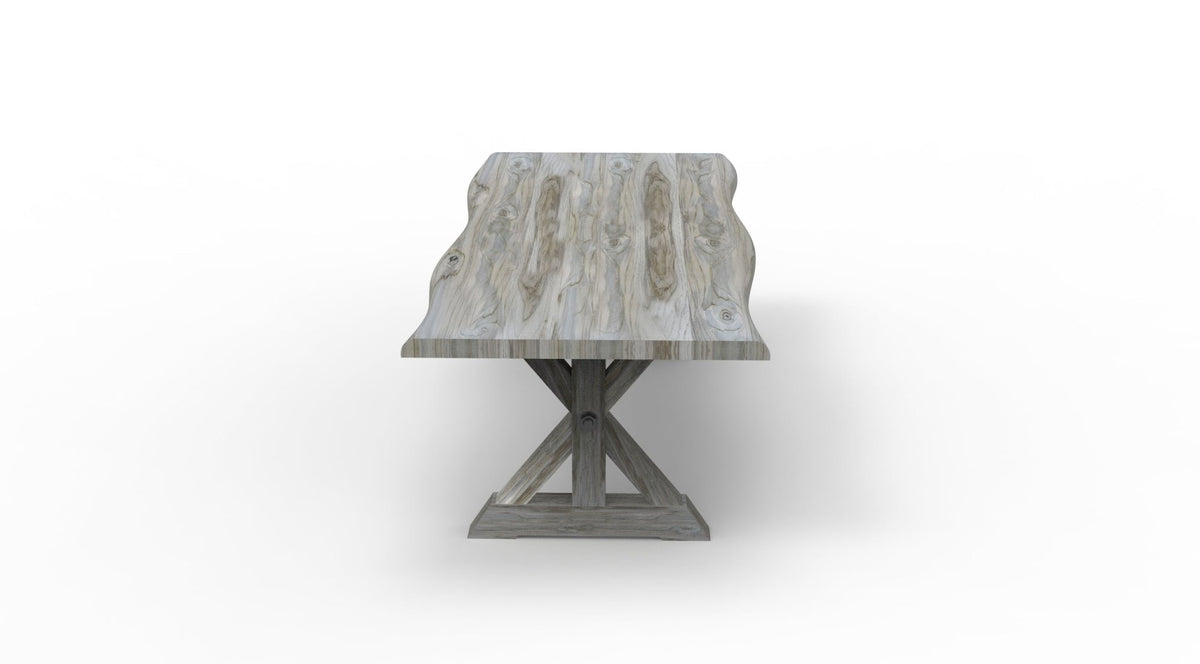 Bartholomew 96" Teak Live Edge Dining Table - Natural + Gray - snyders.furniture