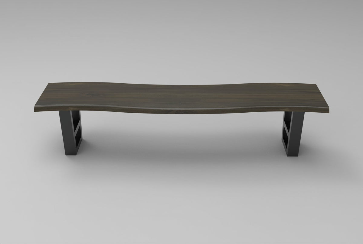 Bartholomew Teak Live Edge Dining Bench - Natural + Black - snyders.furniture