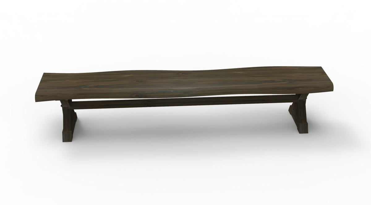 Bartholomew Teak Live Edge Dining Bench - Natural + Black - snyders.furniture