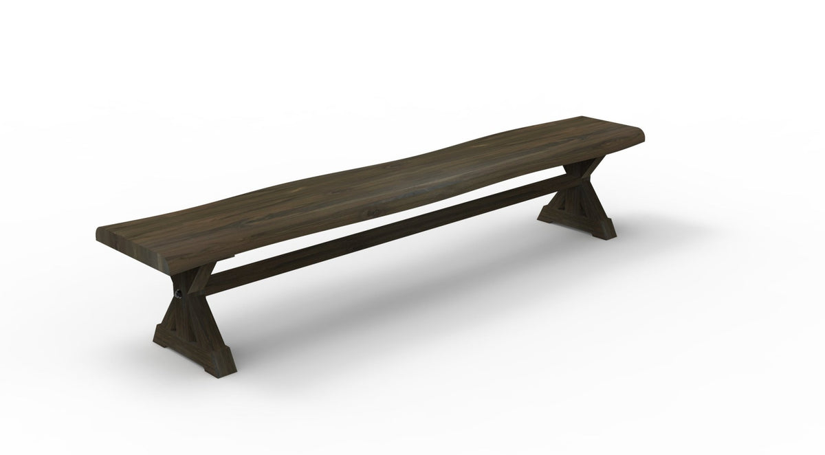 Bartholomew Teak Live Edge Dining Bench - Natural + Black - snyders.furniture