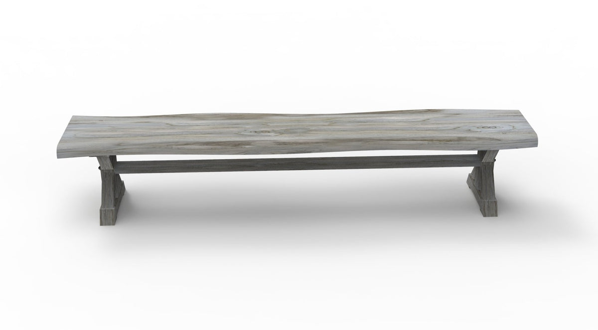 Bartholomew Teak Live Edge Dining Bench - Natural + Gray - snyders.furniture