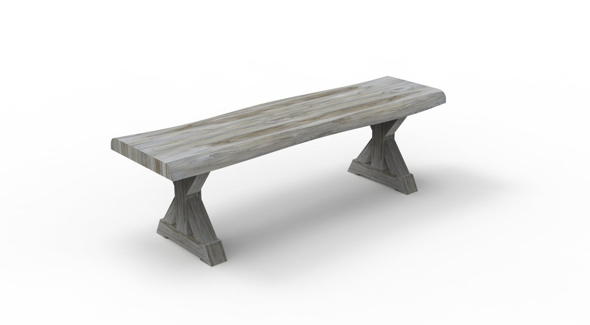 Bartholomew Teak Live Edge Dining Bench - Natural + Gray - snyders.furniture