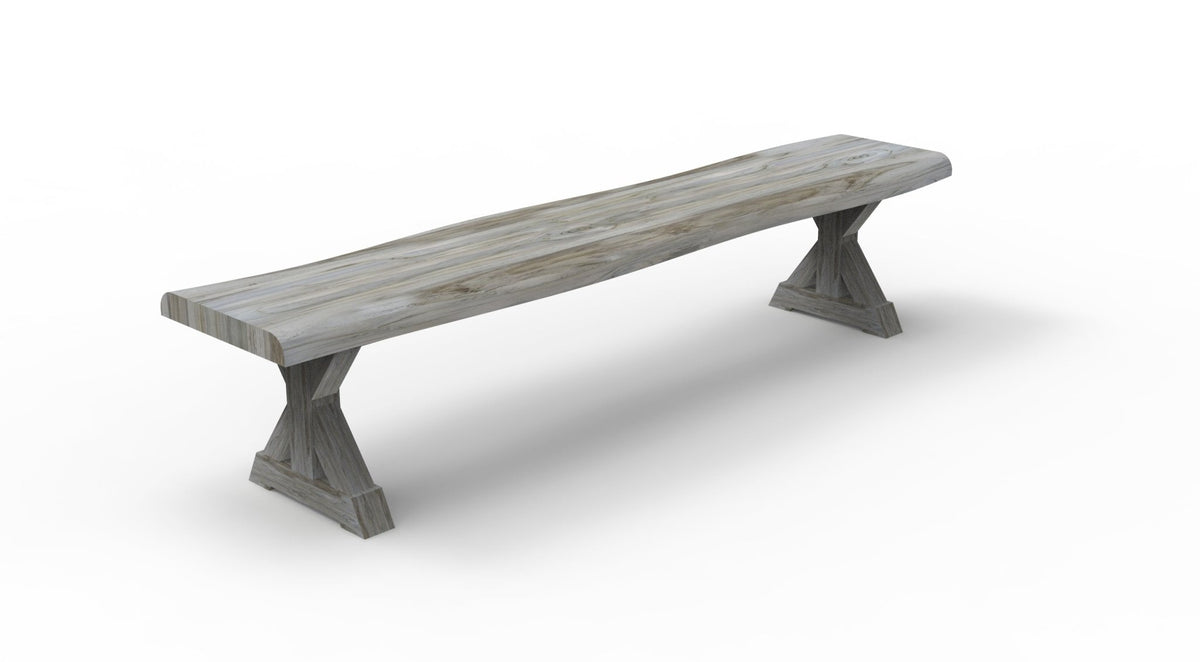 Bartholomew Teak Live Edge Dining Bench - Natural + Gray - snyders.furniture