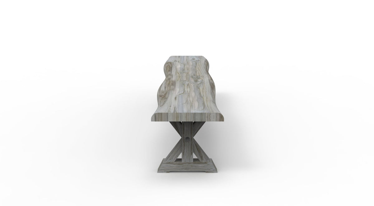 Bartholomew Teak Live Edge Dining Bench - Natural + Gray - snyders.furniture
