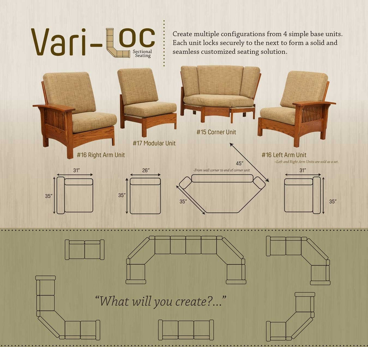 Craftsman Mission Vari-Lock Sectional - snyders.furniture