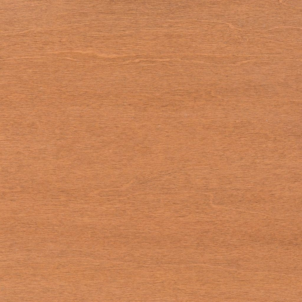 Fruitwood stain on maple, a light coppery tan swatch with very fine even grain and a smooth satin surface