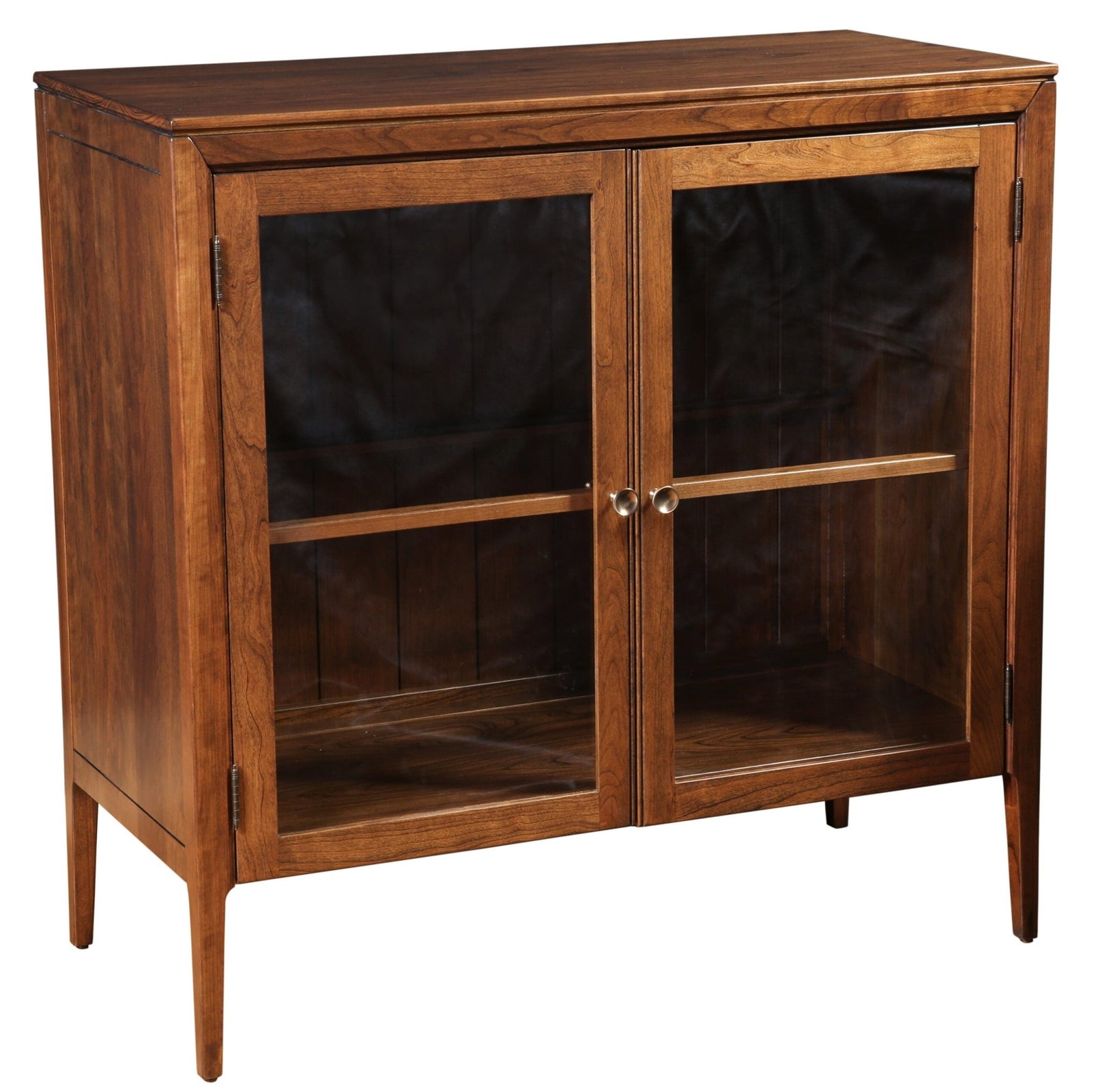 Amish Hyde Park 2-Door Storage Display Cabinet shown in the living room of a transitional home