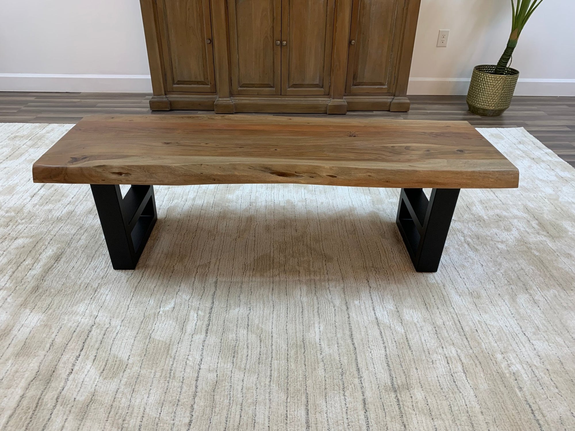 Malcolm 60" Acacia Live Edge Dining Bench - Natural - snyders.furniture