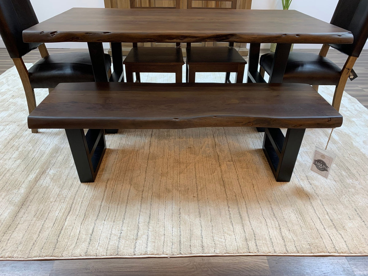 Malcolm 60" Acacia Live Edge Dining Bench - Natural + Black - snyders.furniture