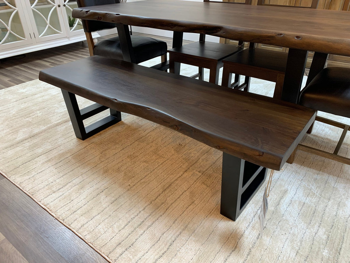 Malcolm 60" Acacia Live Edge Dining Bench - Natural + Black - snyders.furniture