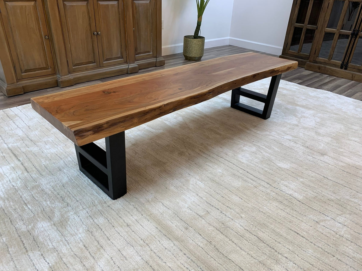 Malcolm 60" Acacia Live Edge Dining Bench - Natural + Gray - snyders.furniture