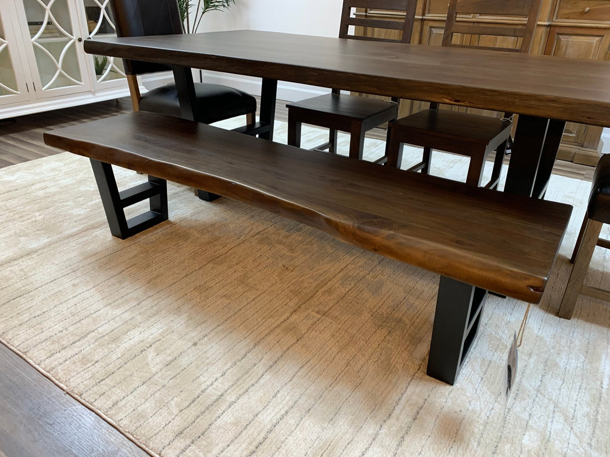 Malcolm 72" Acacia Live Edge Dining Bench - Natural + Black - snyders.furniture