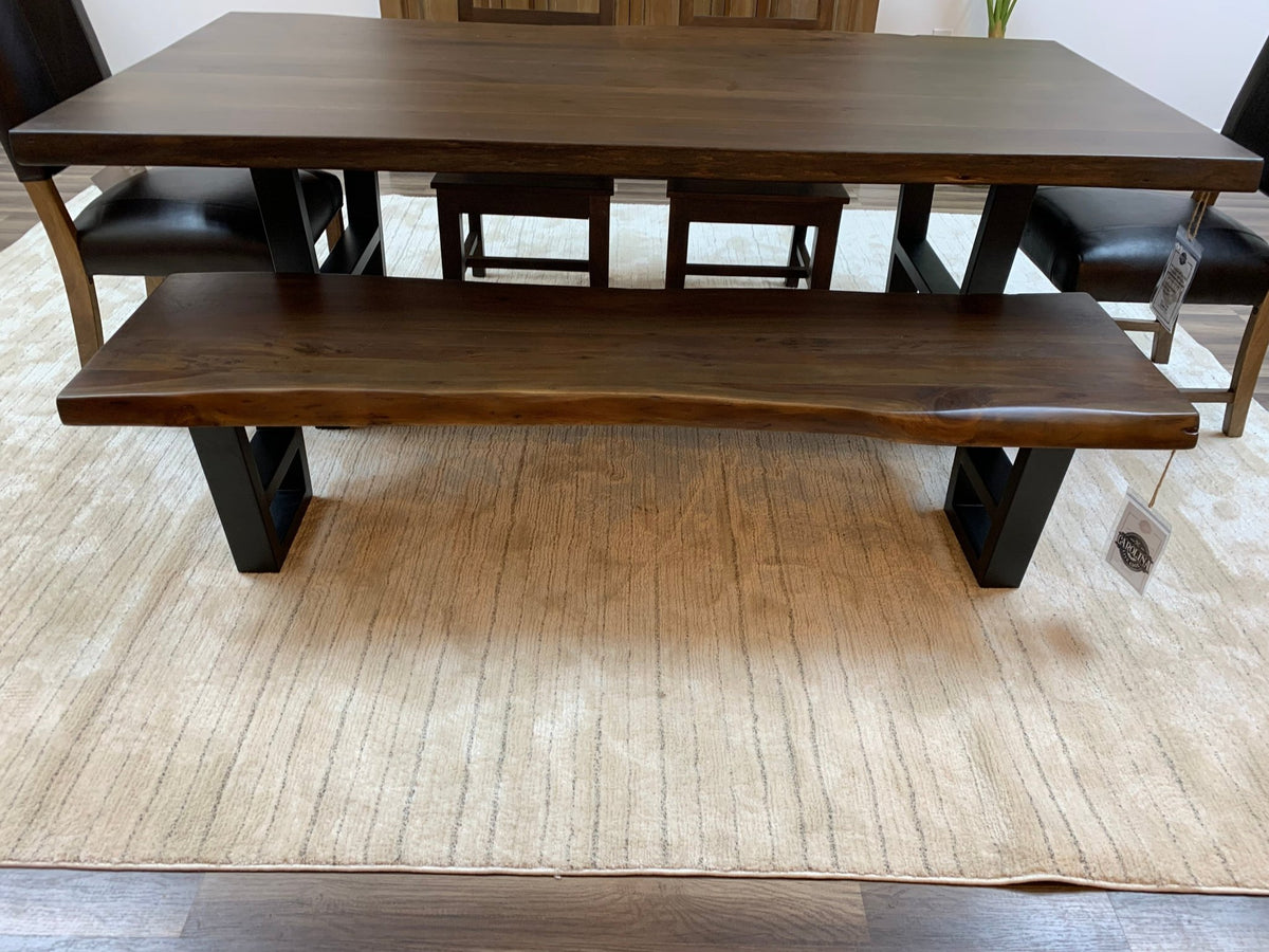 Malcolm 72" Acacia Live Edge Dining Bench - Natural + Black - snyders.furniture