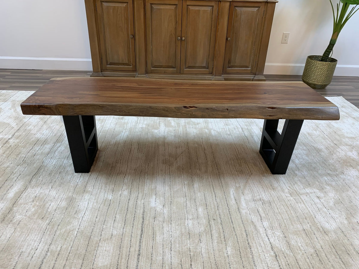 Malcolm 72" Acacia Live Edge Dining Bench - Natural + Gray - snyders.furniture