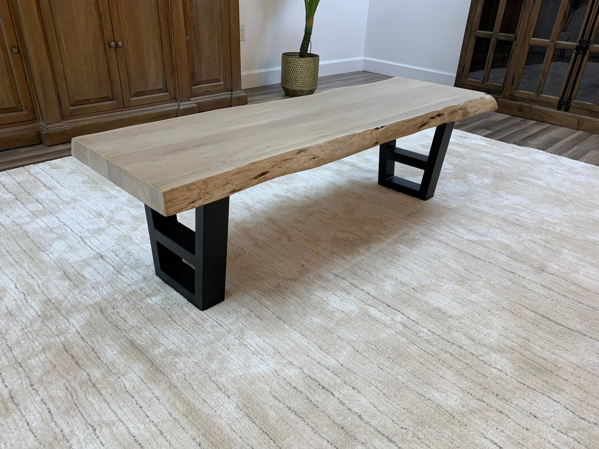 Malcolm 72" Acacia Live Edge Dining Bench - New White Wash - snyders.furniture