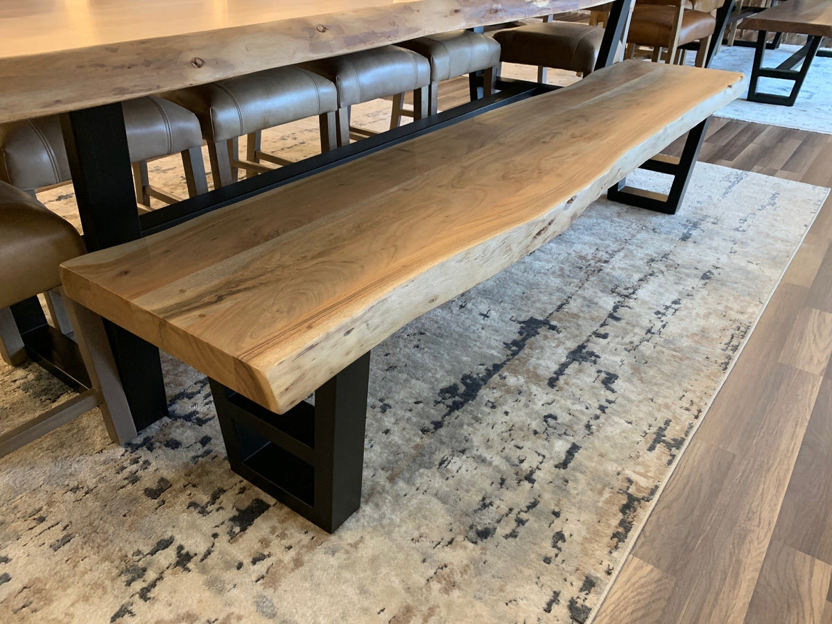 Malcolm 84" Acacia Live Edge Dining Bench - Natural - snyders.furniture