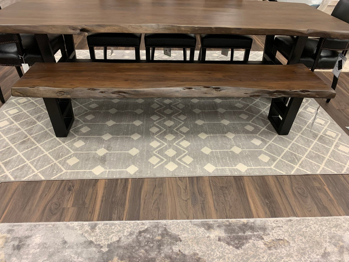 Malcolm 84" Acacia Live Edge Dining Bench - Natural + Black - snyders.furniture