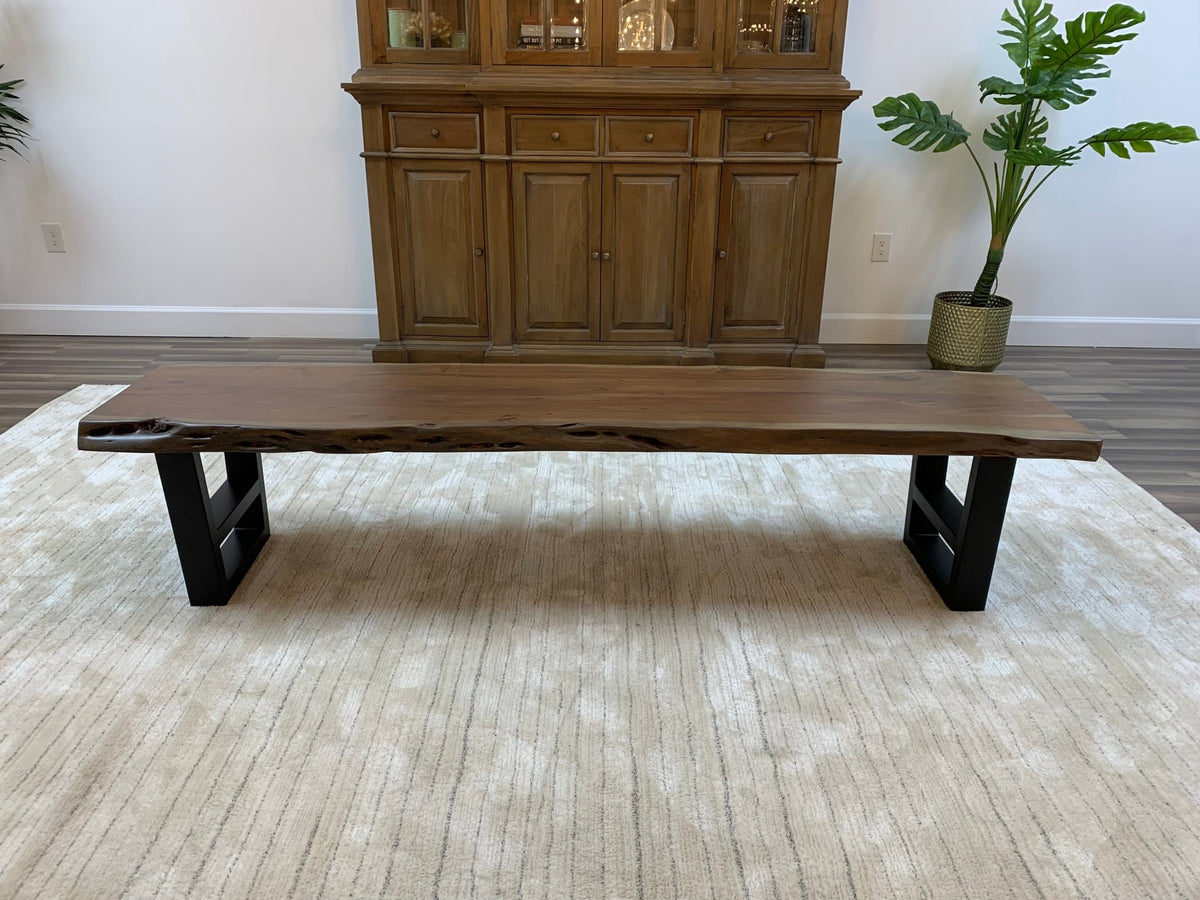 Malcolm 84" Acacia Live Edge Dining Bench - Natural + Gray - snyders.furniture