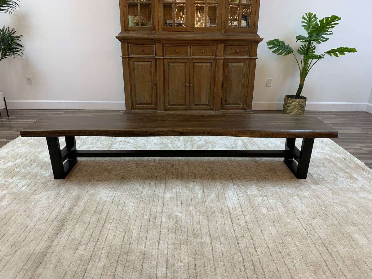 Malcolm 96" Acacia Live Edge Dining Bench - Natural + Black - snyders.furniture