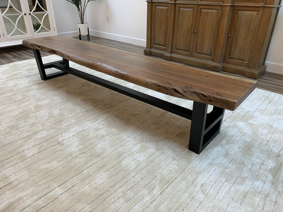 Malcolm 96" Acacia Live Edge Dining Bench - Natural + Gray - snyders.furniture