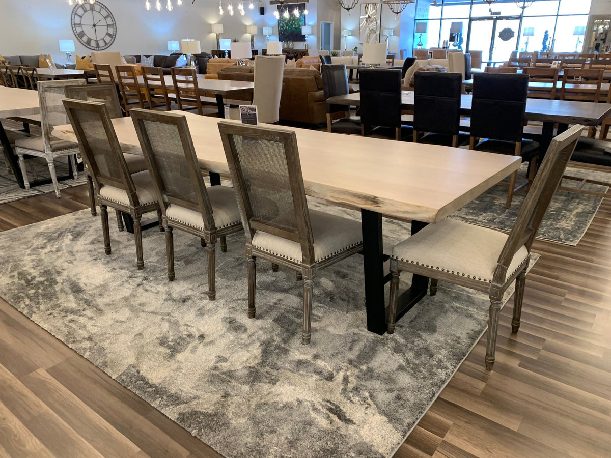 Malcolm Acacia 108' Live Edge Dining Table - New White Wash - snyders.furniture