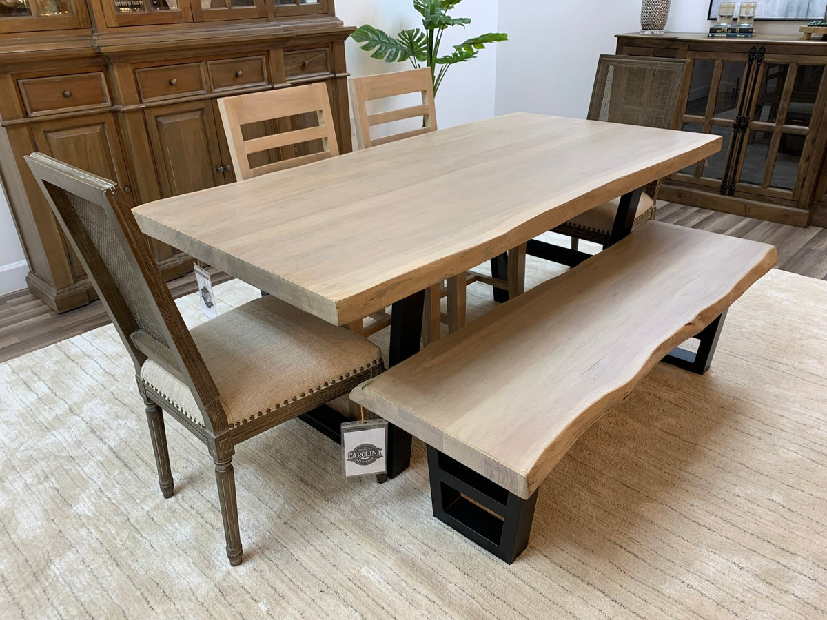 Malcolm Acacia 72' Live Edge Dining Table - New White Wash - snyders.furniture