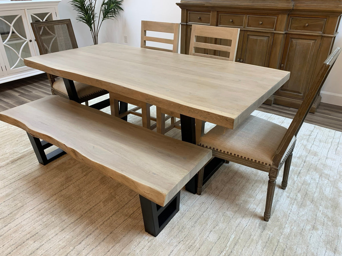 Malcolm Acacia 72' Live Edge Dining Table - New White Wash - snyders.furniture